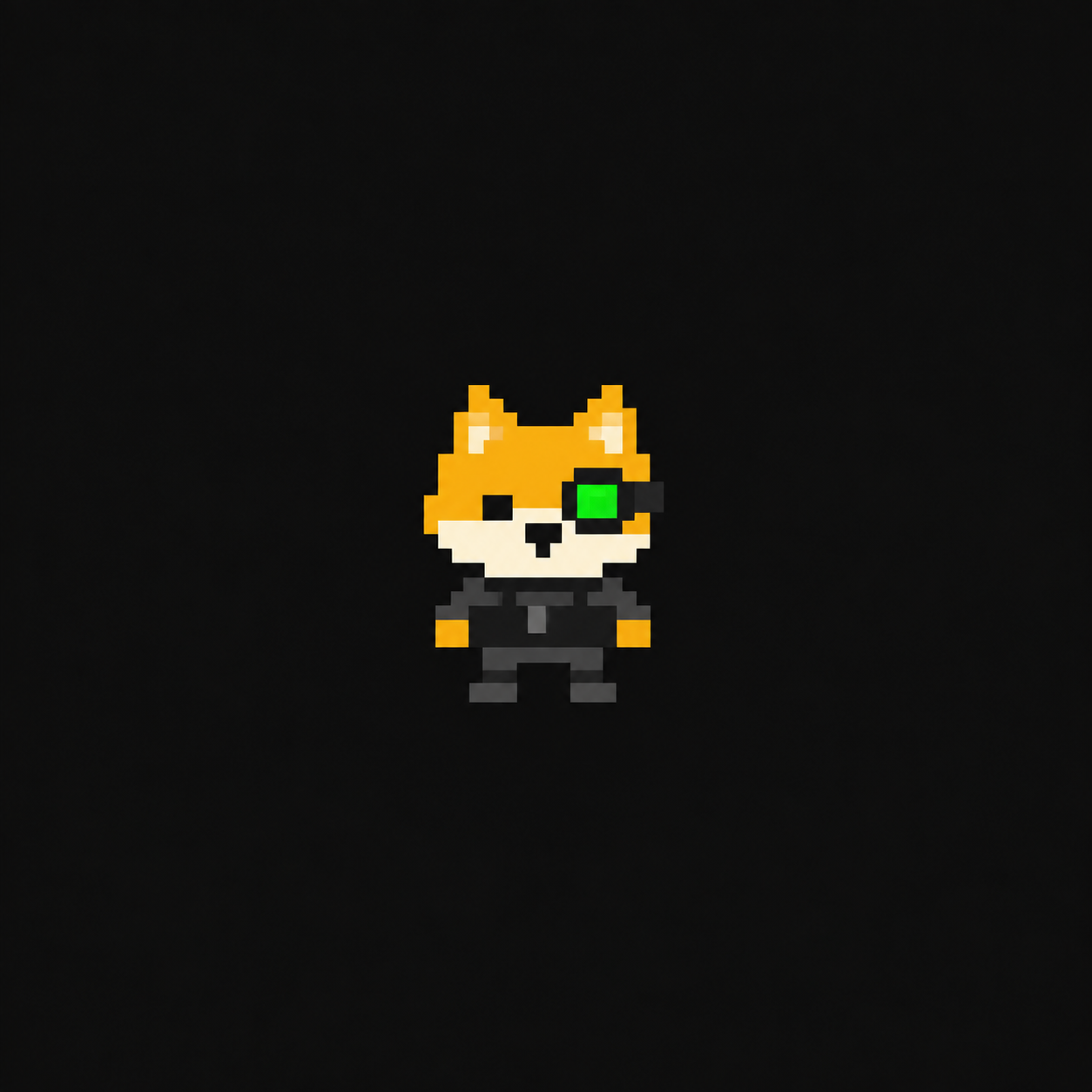 INUVISION pixel Inu mascot with a green scanner over one eye